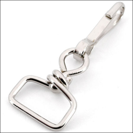 345-mm-8-TV-448-Karabinerhaken-Simplexhaken-Rucksack-Tasche-Lederwaren-Ersatz-Reparatur-drehbar-mit-Wirbel-silber-nickel Zier-Karabinerhaken vernickelt | 25 mm