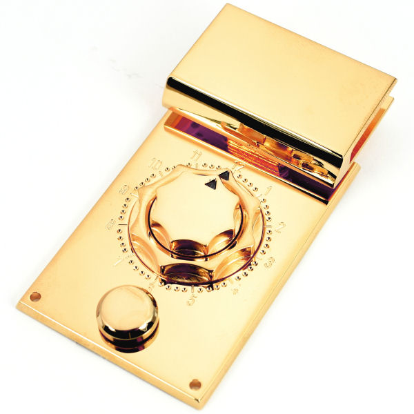 EV-TRSL1-go-8-TV-600-Schloss-Verschluss-Zahlen-Lederwaren-Koffer-Mappen-Messing-vergoldet-24-kt-hochglanzpoliert-Premium-Luxus PREMIUM-Mappenschloss CHRONOS, vergoldet 24 kt