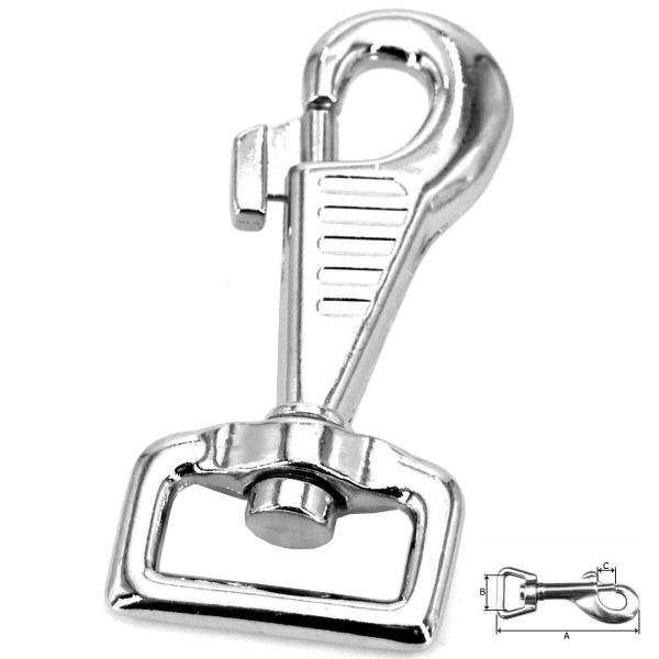 Bolzen-Karabinerhaken für 25 mm | vernickelt Bolzen-Karabinerhaken für 25 mm | vernickelt