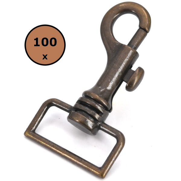 100 Stück Taschen-Karabinerhaken für 30 mm | altmessing 100 Stück Taschen-Karabinerhaken für 30 mm | altmessing