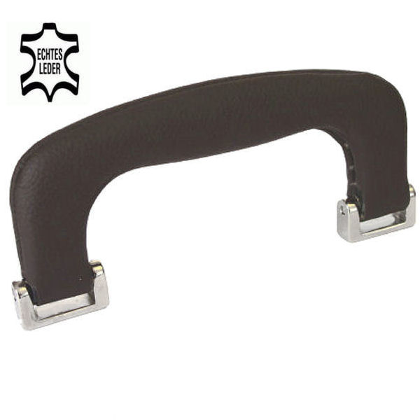 PREMIUM-Koffergriff, ECHT LEDER  braun/nickel