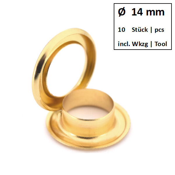 Eyelets + Rings Ø 14 mm gold | Set of 10 pcs.